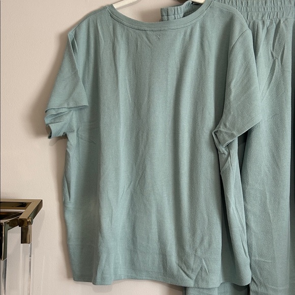 Victoria's Secret XXL Glow Waffle Short sleeve Tee Jogger Set loungewear blue - Picture 8 of 12